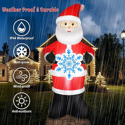 7FT Christmas Inflatable Outdoor Decoration Blow Up Santa Claus Hold Snowflake Yard Decor Built-in LED Lighted Xmas Garden Lawn Patio Party Holiday Ornaments