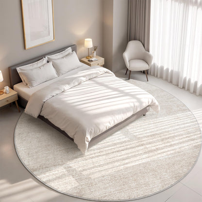 Valenrug Washable Round Area Rugs 6x6 - Stain Resistant 6ft Round Rugs for Living Room, Non Slip Backing Printed Rugs for Bedroom, Folable Machine Washable Area Rug (6ft, Beige)