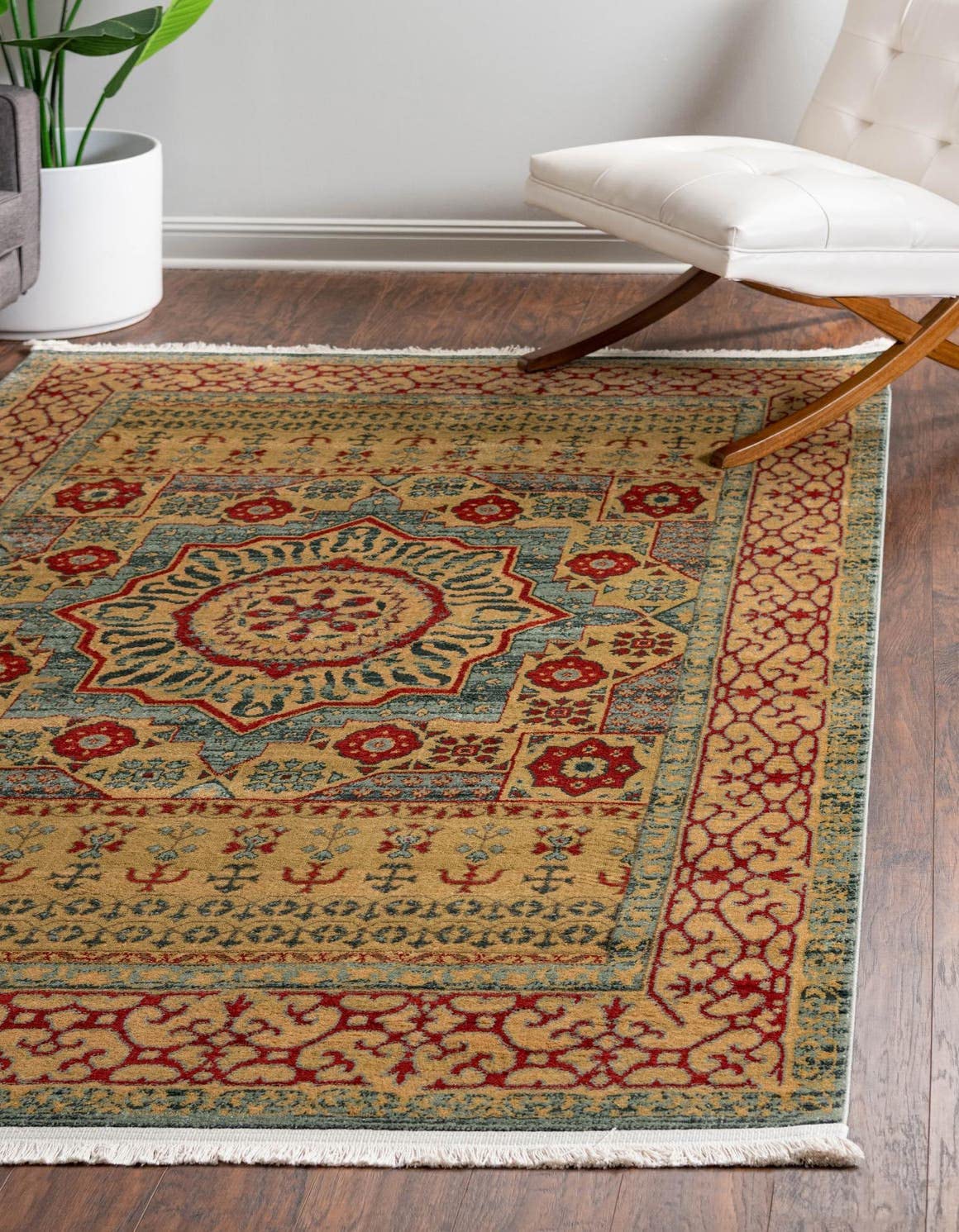 Unique Loom Palace Collection Area Rug - Saray (4' 1" x 6' 1" Rectangle, Light Blue/ Red)