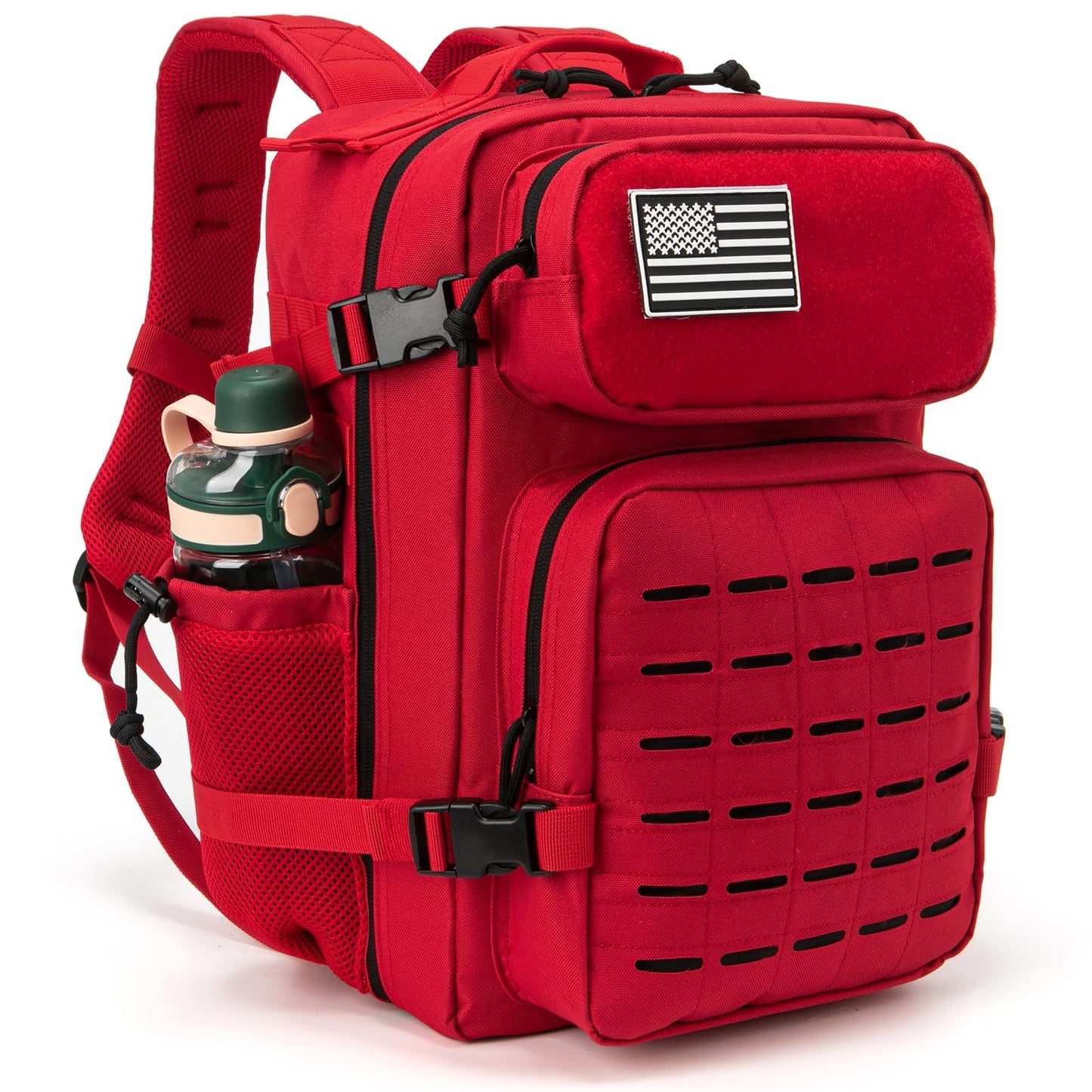 QT&QY 25L Military Tactical Backpacks For Women Survival Army Laser cut Molle Daypack small EDC Bug Out Bag Gym Rucksack With Dual Cup Holders medical Rucksack Red heavy duty backpack