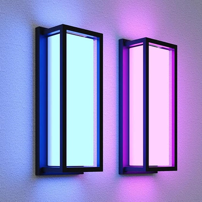 Smart Outdoor Lights Color Changing 2 Pack, RGB+2700K-6500K Outdoor Wall Sconce Aluminum Exterior Lighting Fixtures Waterproof Antirust, APP Control Up and Down Lights