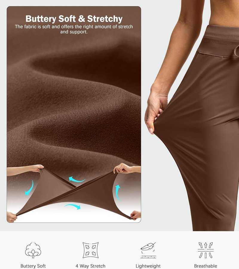 High Waisted Ankle Pants for Women - 7/8 Athletic Style with 2 Pockets & Drawstring | Ideal for Golf & Casual Wear