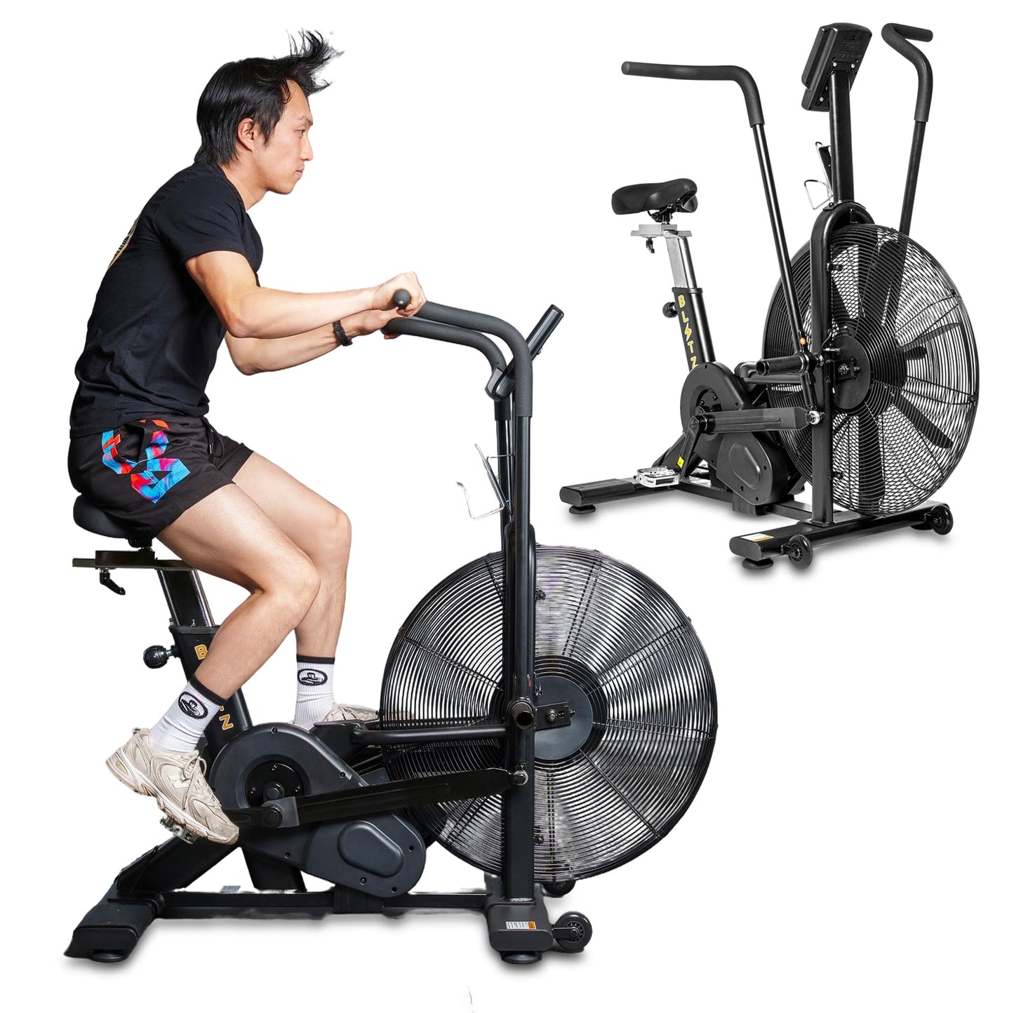 Air Bike [Bells of Steel] Fan Bike Exercise Bike, Blitz Cardio Bike, Belt Driven Air Bike Exercise Machine with Phone and Bottle Holder – 25in Fan Diameter, 350lb Capacity Stationary Bike