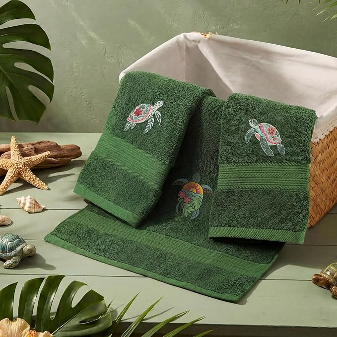 3 Pack Hibiscus Sea Turtle Beach Hand Towels