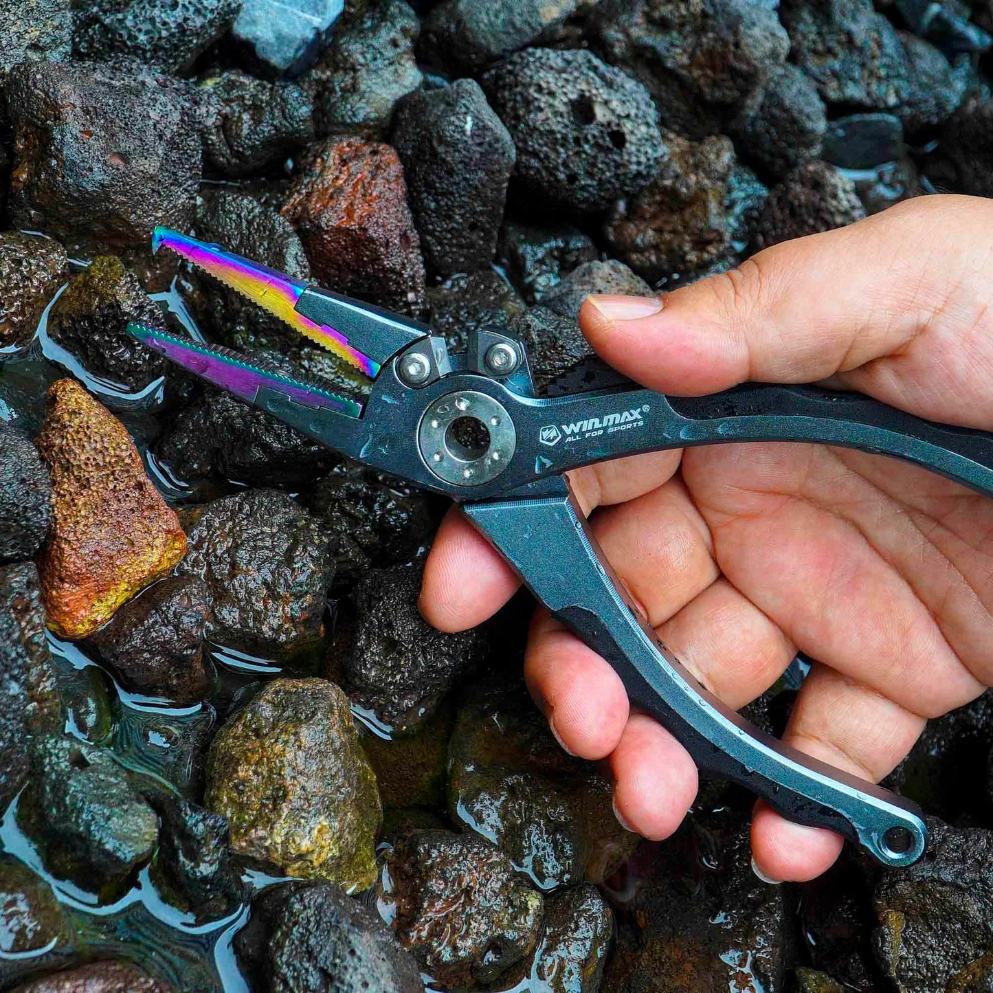 Fishing Pliers for Saltwater & Freshwater, with line Cutter, 6 or 7.5 inch, Hook Remover Pliers, SUS420 Jaws with Titanium Coating, Tungsten Carbide Cutter (Black, 7.5 inch)