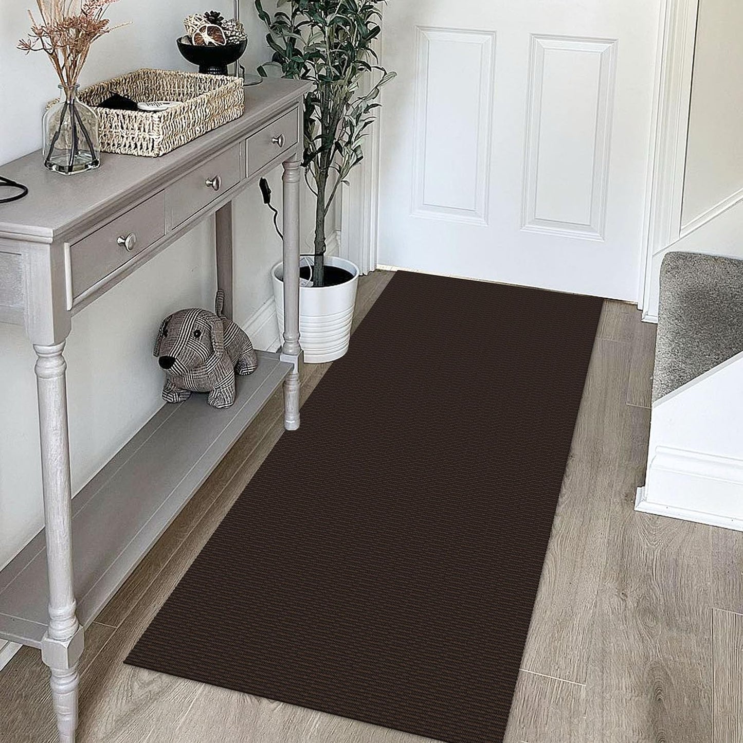 KOZYFLY Washable Runner Rug 2x5 Ft Runners for Hallways Rubber Backed Throw Rug, Braided Cotton Entryway Runner Indoor, Carpet Runners for Hallway Kitchen Entryway Bedroom, Dark Coffee/Brown
