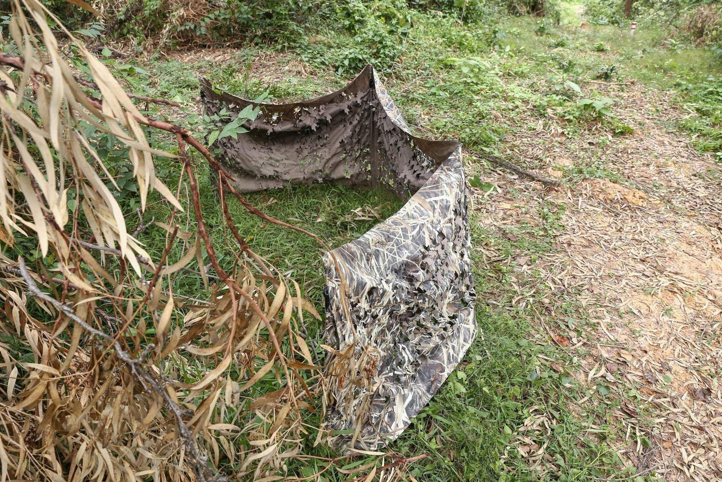 AUSCAMOTEK Ground Blind 5×10 Feet for Deer Hunting Duck Blinds Camouflage Pattern Height Adjustable - Dry Reed