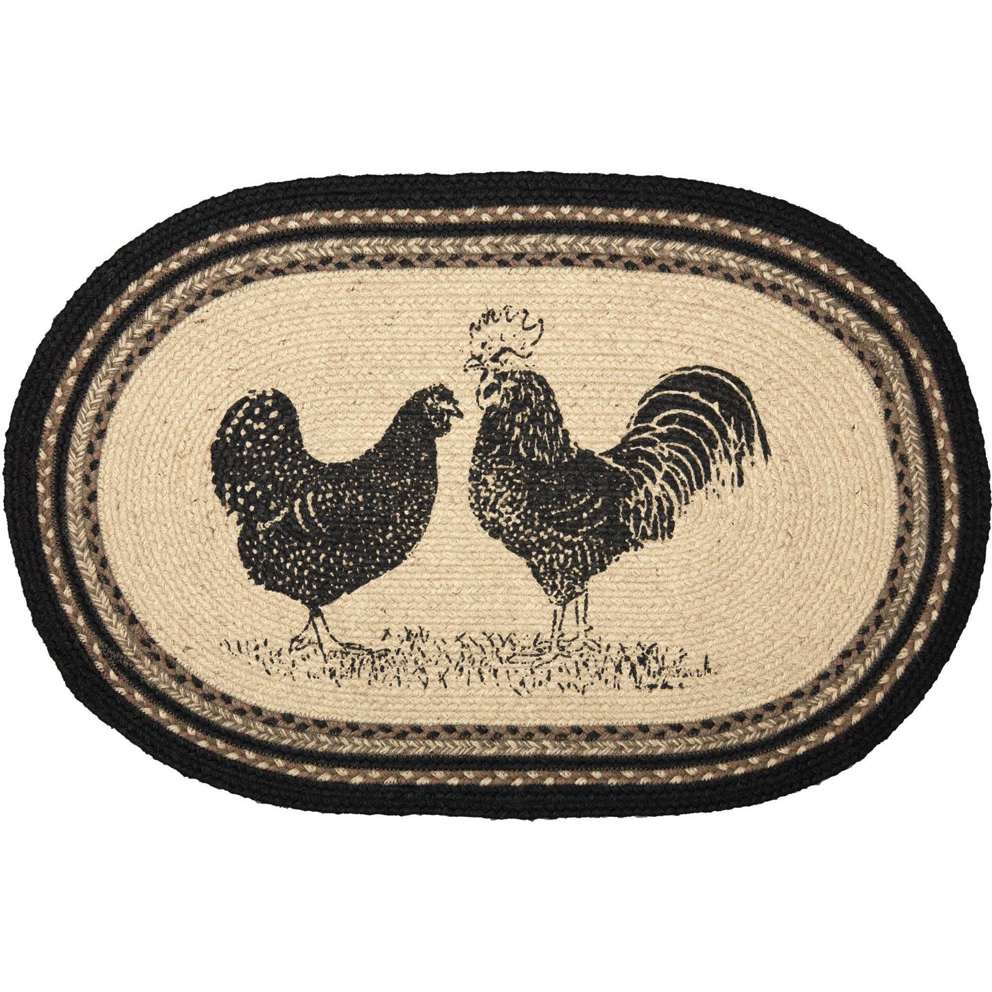 VHC Brands Sawyer Mill Charcoal Farmhouse Dining Room Living Room Kitchen Floor Natural Jute Rug w/Pad 20x30 Poultry