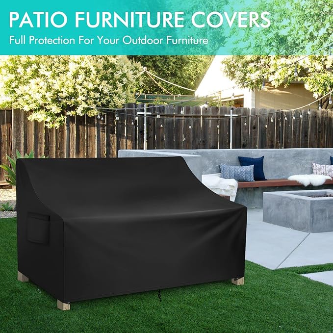 WLEAFJ Patio Sofa Cover Waterproof, 4-Seater Outdoor Sofa Cover, Heavy Duty Outdoor Couch Cover, Large Lawn Patio Furniture Covers with Air Vent, 104’’ W x 40’’ D x 33’’ H