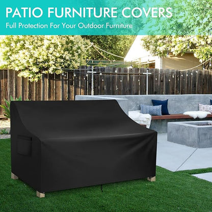 WLEAFJ Patio Sofa Cover Waterproof, Outdoor Loveseat Cover, Heavy Duty Outdoor Couch Cover, Large Lawn Patio Furniture Covers with Air Vent, 54’’ W x 37’’ D x 35’’ H