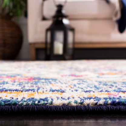 SAFAVIEH Madison Collection Area Rug - 9' x 12', Ivory & Orange, Boho Chic Medallion Distressed Design, Non-Shedding & Easy Care, Ideal for High Traffic Areas in Living Room, Bedroom (MAD447A)