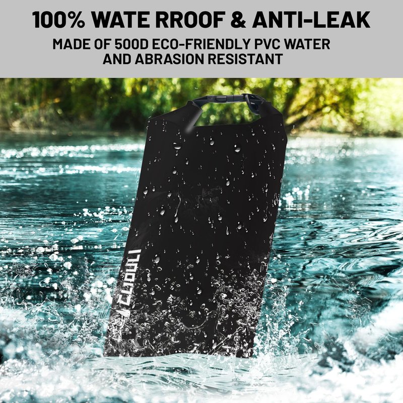 Cliduli Waterproof Dry Bag,Roll Top Black Small Waterproof Backpack 2L/5L/10L/20L/30L/40L Floating Lightweight Bags for Kayaking, Boating, Fishing, Swimming Camping with Waterproof Phone Case