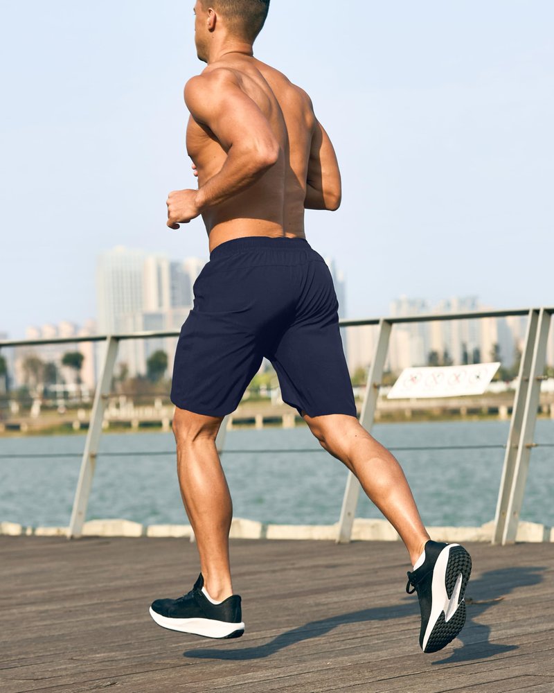 G Gradual Men's Athletic Running Shorts with Zipper Pockets Quick Dry 7"/ 5"/ 9" Workout Gym Shorts for Basketball Hiking(Navy,9XL-New)