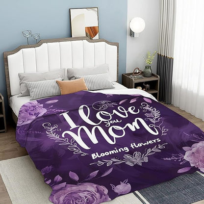 Throw Blanket, Vintage Purple Roses Throw Blankets for Adult Kids Boys Girls, for Mom Bed Couch Sofa 50x60 Inches