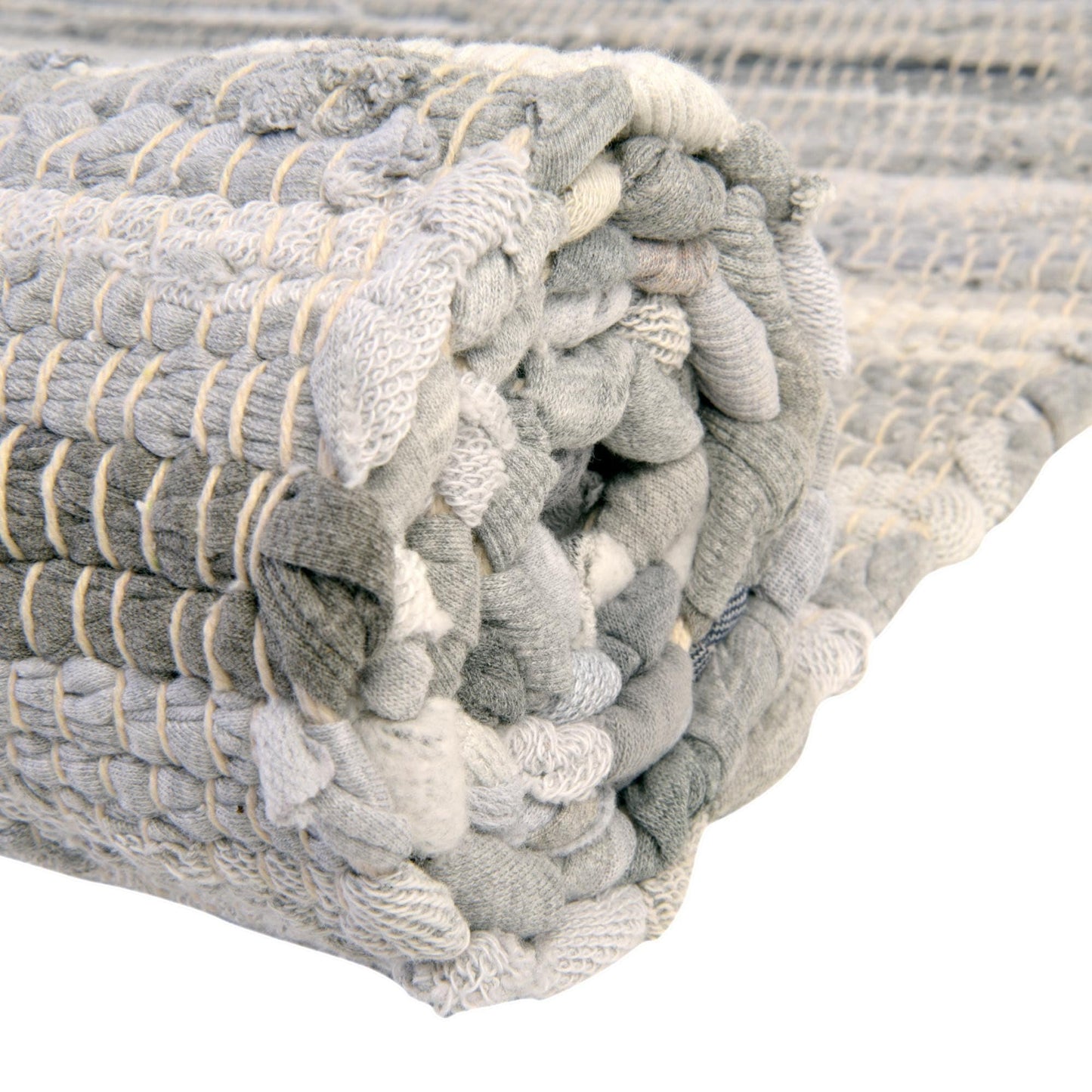 Rugs.com Chindi Cotton Collection Rug – 2' x 3' Gray Flatweave Rug Perfect for Living Rooms, Large Dining Rooms, Open Floorplans