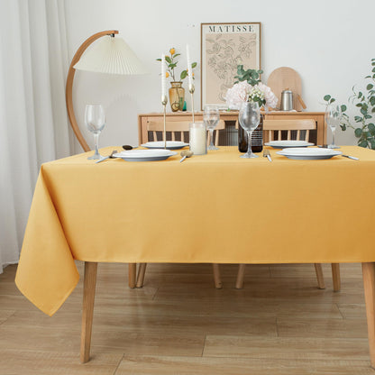 Biscaynebay Fall Tablecloth Textured Fabric 70x120 Inch Rectangular, Fall Gold Thanksgiving Autumn Harvest Water Resistant Fabric Tablecloths for Kitchen, Dining, Wedding, Parties Machine Washable