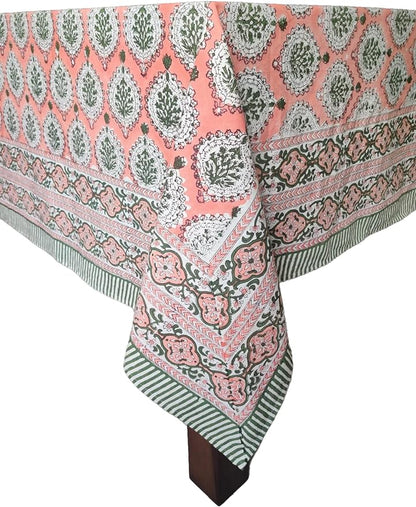 ATOSII Kari 100% Cotton Fall Tablecloth, Handblock Print Rectangle Table Cover for Kitchen Dining Linen I Parties, Thanksgiving, Christmas, Wedding, Fall Decor Table Cloth 60 X 90 Inches