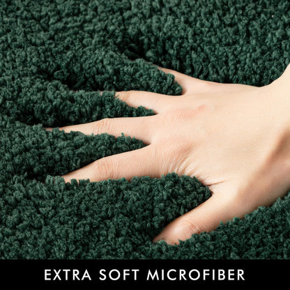MIULEE Dark Green Bathroom Rugs Set 2 Piece, Soft Absorbent Microfiber Bath Mat Set, Non Slip Quick Dry Machine Washable Plush Shaggy Bath Rugs for Bathroom Floor, Tub and Shower, 16x24 inches