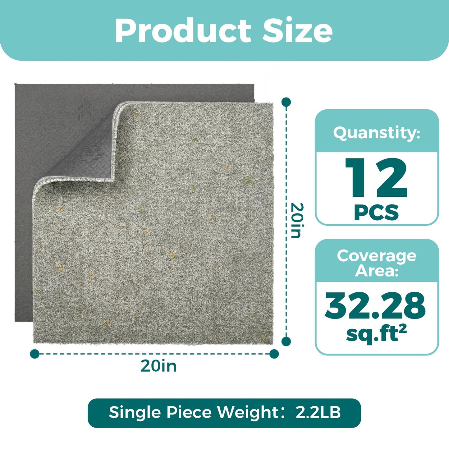 jxgzyy Commercial Carpet Tiles 20x20in, 0.38" Thickened Carpet Squares with Silicone Backing, Heavy Duty Carpet Floor Tiles with Padding Attached for Home Office Garage Hotel, 12 Pcs/32.4 Sqft