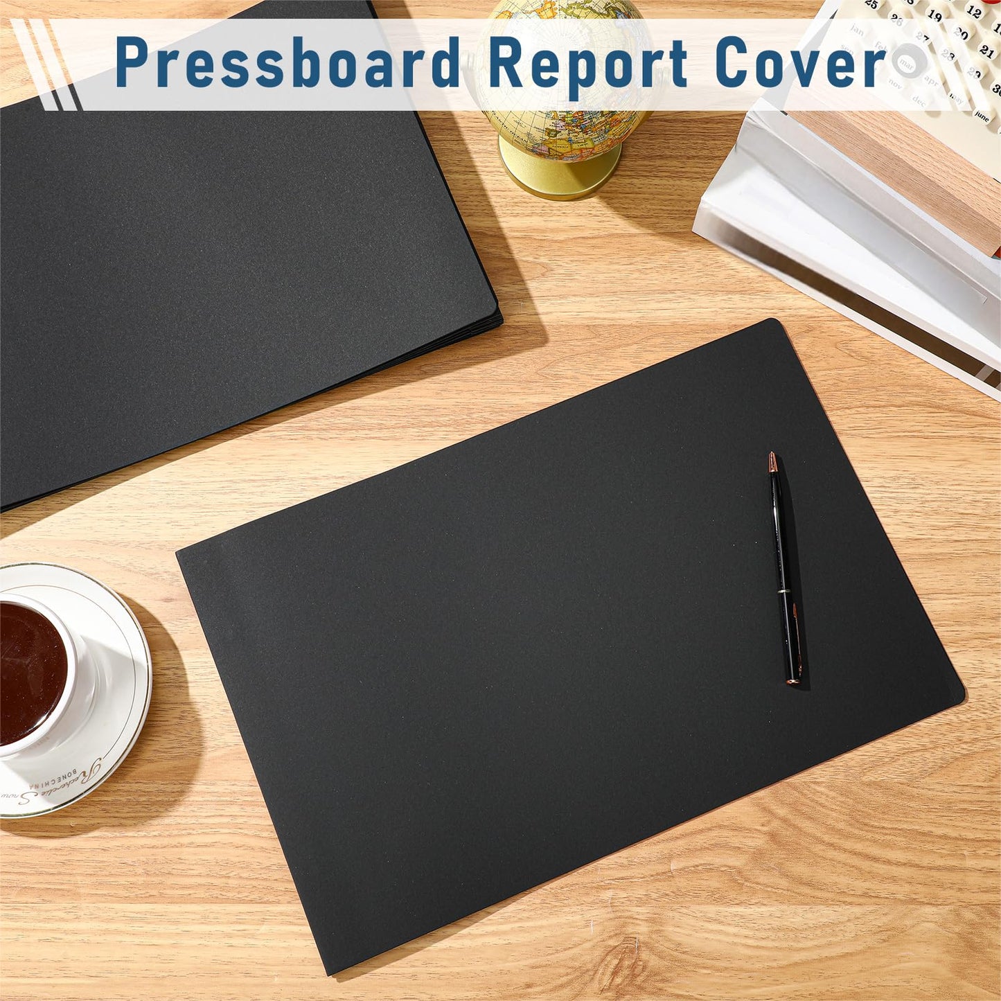Resurhang 10 Pcs 14x9 Inch Pressboard Report Cover, 3" Capacity Presentation Binder Folder with Metal Prong Paper Fastener to Neatly Bind Reports Proposals Transcripts, Other Documents (Black)