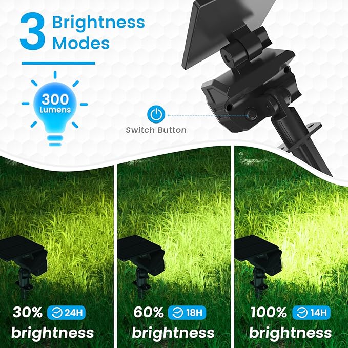 VOLISUN Solar Spotlight Outdoor, IP67 Waterproof Solar Landscape Spot Lights，Uplights for Yard Garden Pathway - 2 Pack (Cool White) 27 LED 3 Lighting Modes