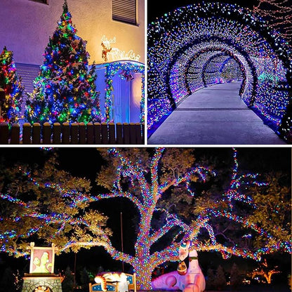 Extra-Long Solar String Lights Outdoor, 4-Pack 400 LED Solar Christmas Fairy Lights for Outside Waterproof, Copper Wire 8 Modes Twinkle Fairy Light for Tree Garden Party Xmas Wedding Decor(Multicolor)