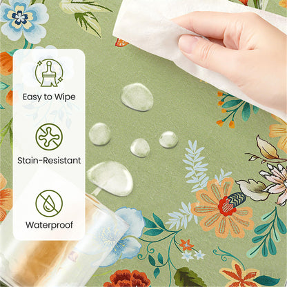 Asrug Scalloped Round Rug 3ft, 3’Green Round Area Floral Rug Low Pile Stain Resistant Non Slip Washable Circle Rugs for Living Kitchen Bedroom Nursery Entryway, Floral Soft Carpet