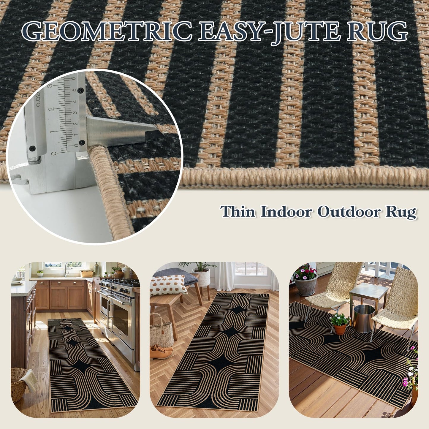 Lahome Modern Geometric Runner Rug, 2x6 Laundry Room Rug Runners for Hallways Non Slip, Washable Outdoor Carpet with Rubber Backing, Farmhouse Non Shedding Kitchen Mats for Floor Entryway