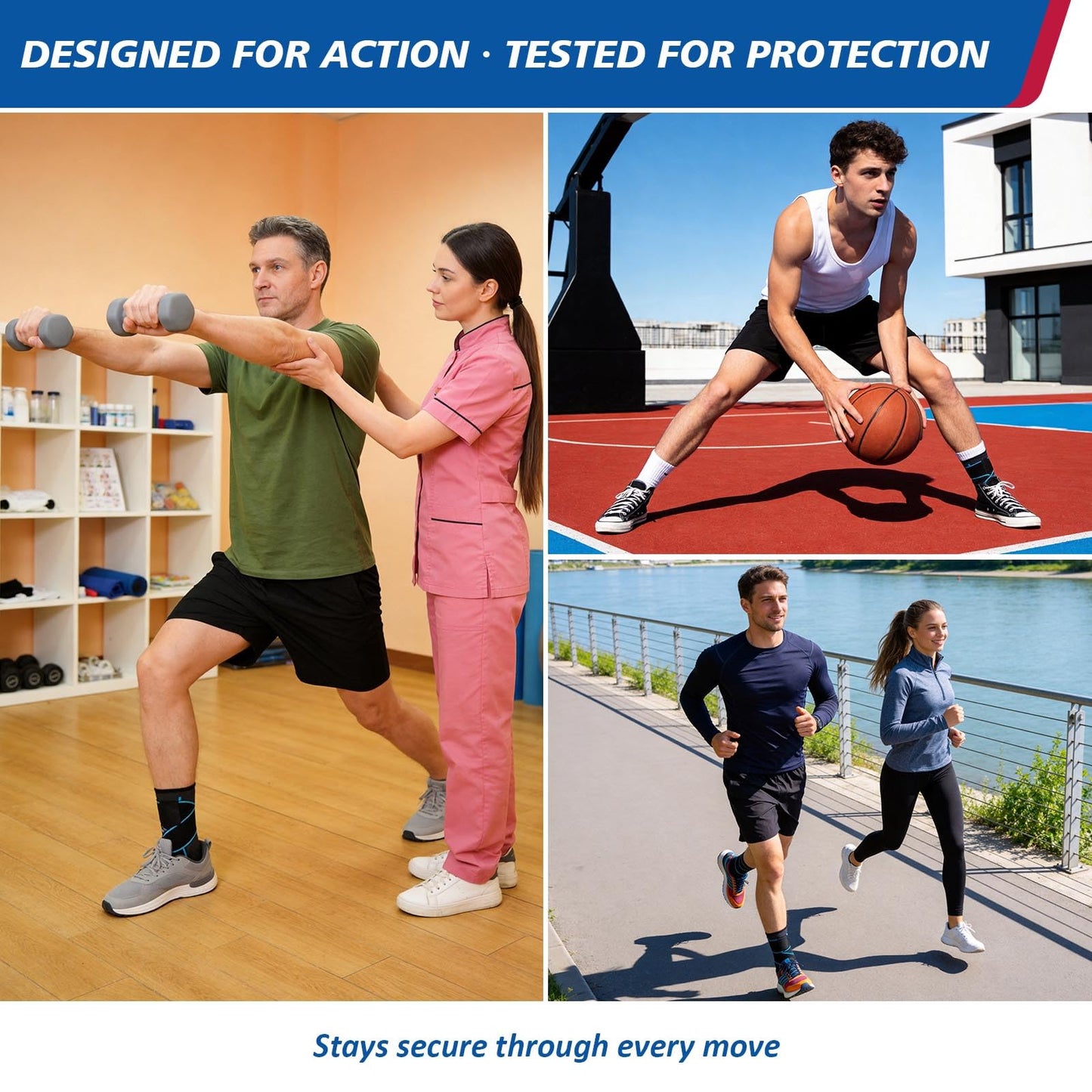 AMITOFO Ankle Brace for Sprained Ankle, Plantar Fasciitis & Achilles Tendonitis Relief, Heel Support with Strap for Men Women, Compression Wrap for Foot Swelling(Single, Medium)