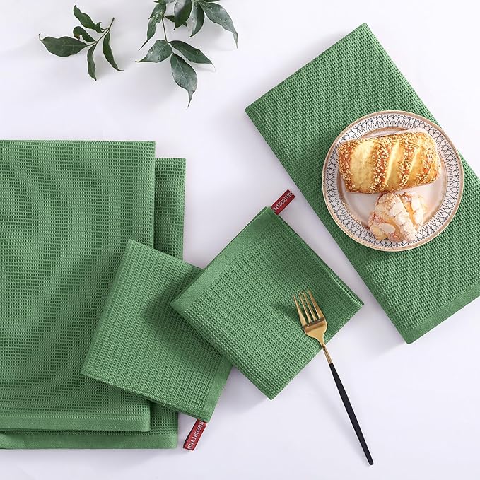 Homaxy 100% Cotton Kitchen Towels and Dishcloths Set