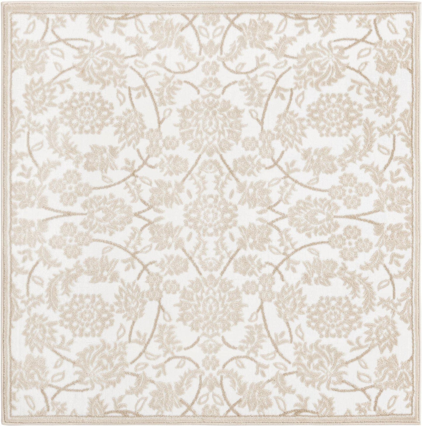 Unique Loom Rushmore Collection Area Rug - Taft (4' 1" Square, Snow White/ Beige)