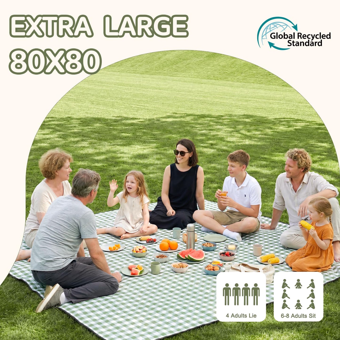Genovega Waterproof Picnic Blanket Beach Outdoor Camping Mat Rug Extra Large Foldable Cute Big Travel Essential Accessories Gift Park Patio Lawn Garden Grass Play Music Festival Concert Must Have