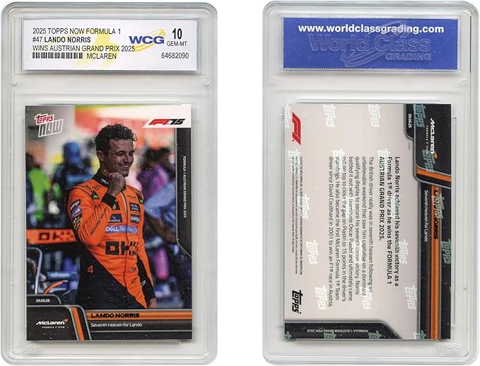 2025 Topps Now Formula 1 Lando Norris McLaren 7th F1 Victory Card Grand Prix #47 - Graded GEM-Mint 10