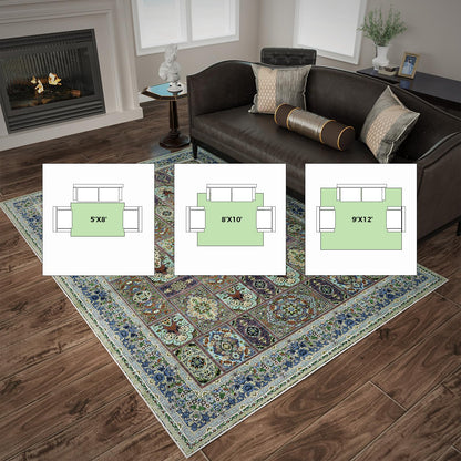 Kitogna 5x8 Area Rugs for Living Room, Foldable Soft Rugs for Under Table & Bedroom, Anti-Slip with Low Pile for Dining Room Easy to Store