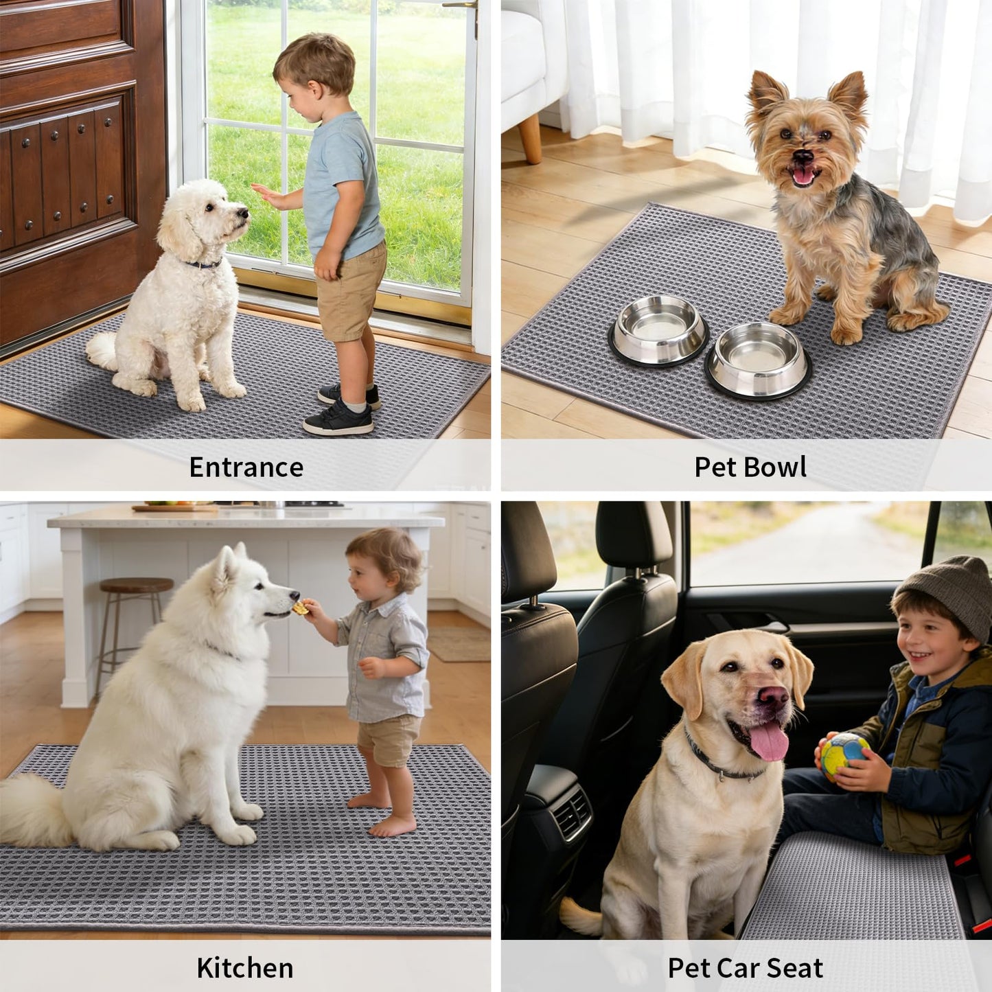 YIHOUSE Indoor Door Mat 24" x 36", Non-Slip Washable Entryway Mat, Dirt Trapper Absorbent Entrance Mat, Low Profile Floor Mat for Front/Back Door, Entryway, Light Grey ﻿