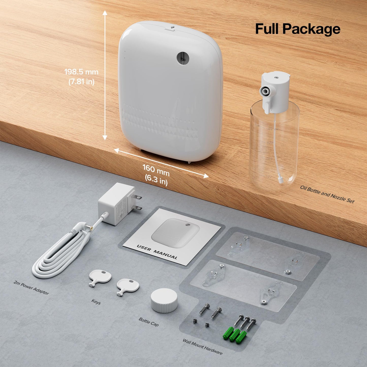 Airversa Waterless Essential Oil Diffuser for Home Large Room and Commercial Use, Up to 2000 sq ft, App Control Cold Air Diffuser, 400mL, DC-12V/1A Plug in Wall, Smart Scent Air Machine, ANW-White