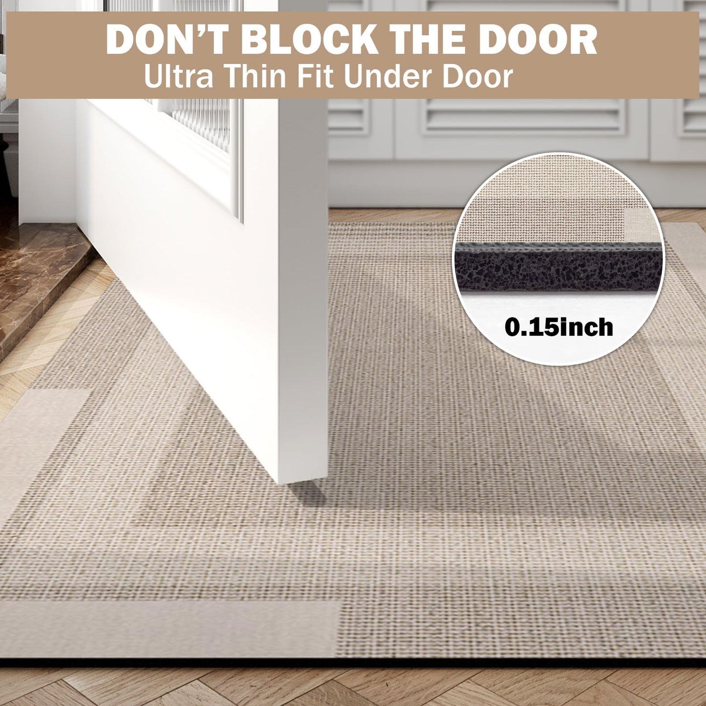 YDKGL Extra Long Non Slip Bathroom Runner Bath Mat, Rubber Backing Ultra Thin Bath Rug Fit Under Door Quick Dry Super Absorbent Washable Shower Mat for Bathroom Floor Bathtub Sink, Beige 24"x70"