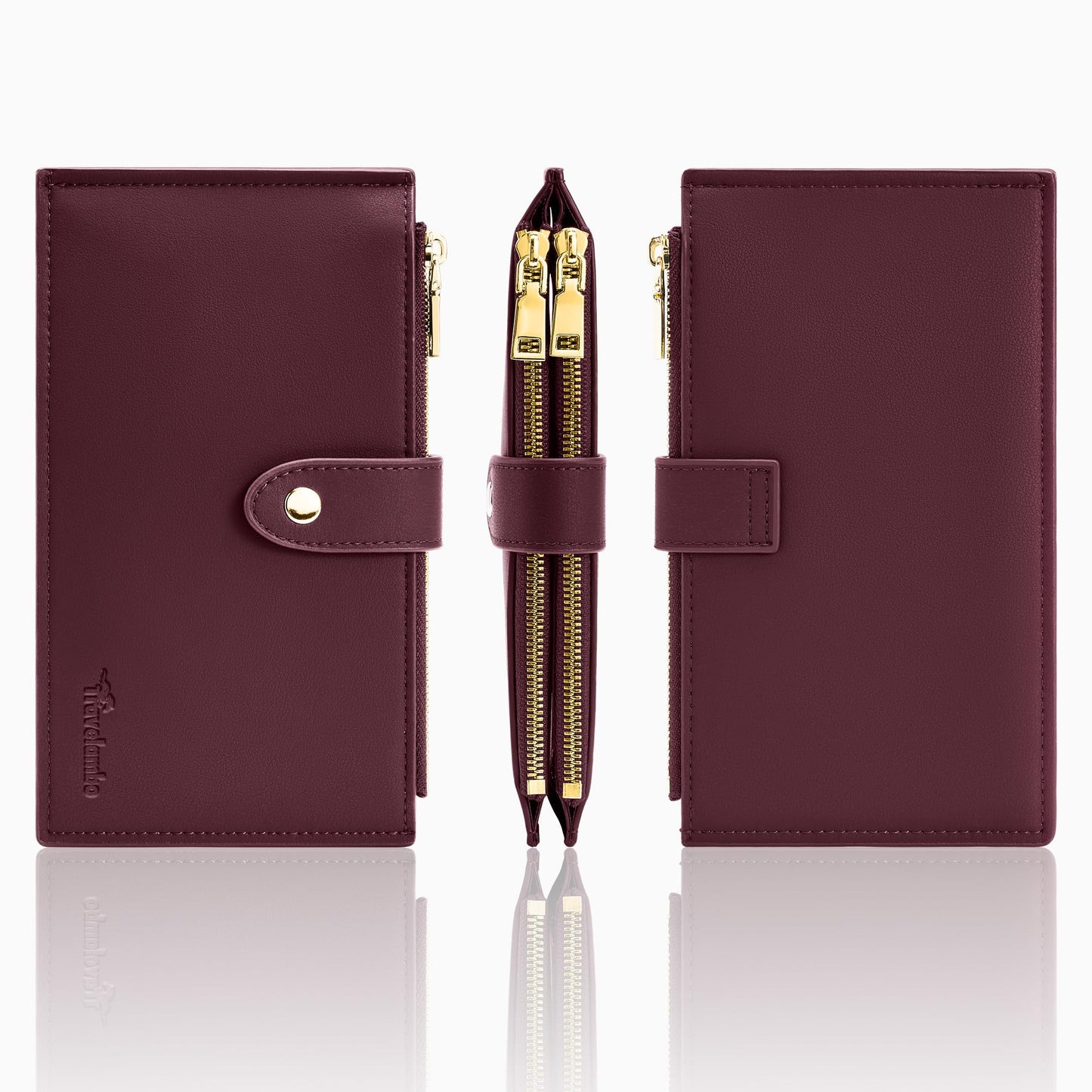 Travelambo Leather Wallets for Women Slim RFID Blocking Bifold Credit Card Holder Wallet
