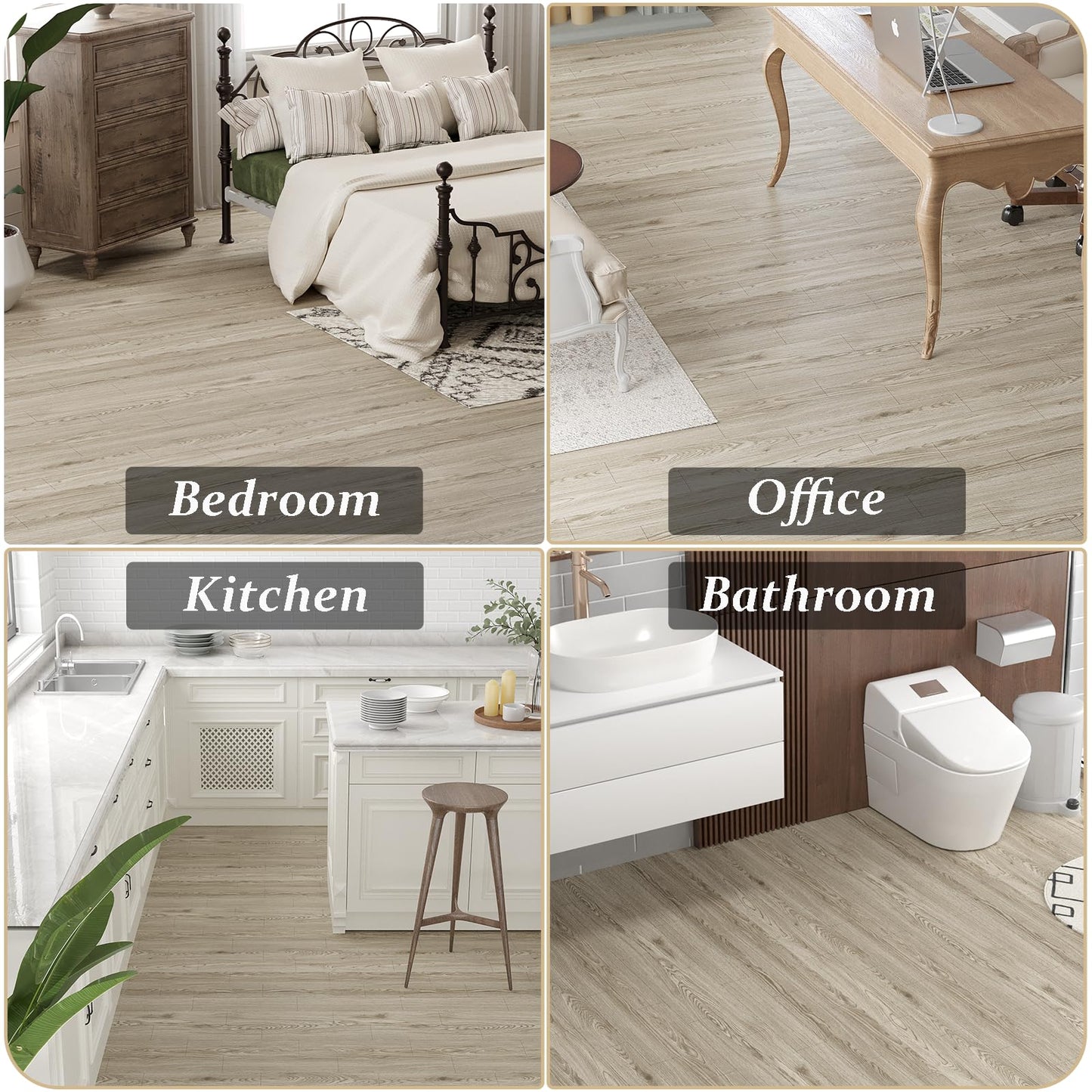 WIFEA Self Adhesive Vinyl Flooring Roll 23.6"x 393"/64 Sq.Ft Wood Grain Peel Stick Floor Tiles, Wear-resistant and Waterproof Vinyl Plank Flooring for Bedroom Living Room Office Balcony RV Light Brown