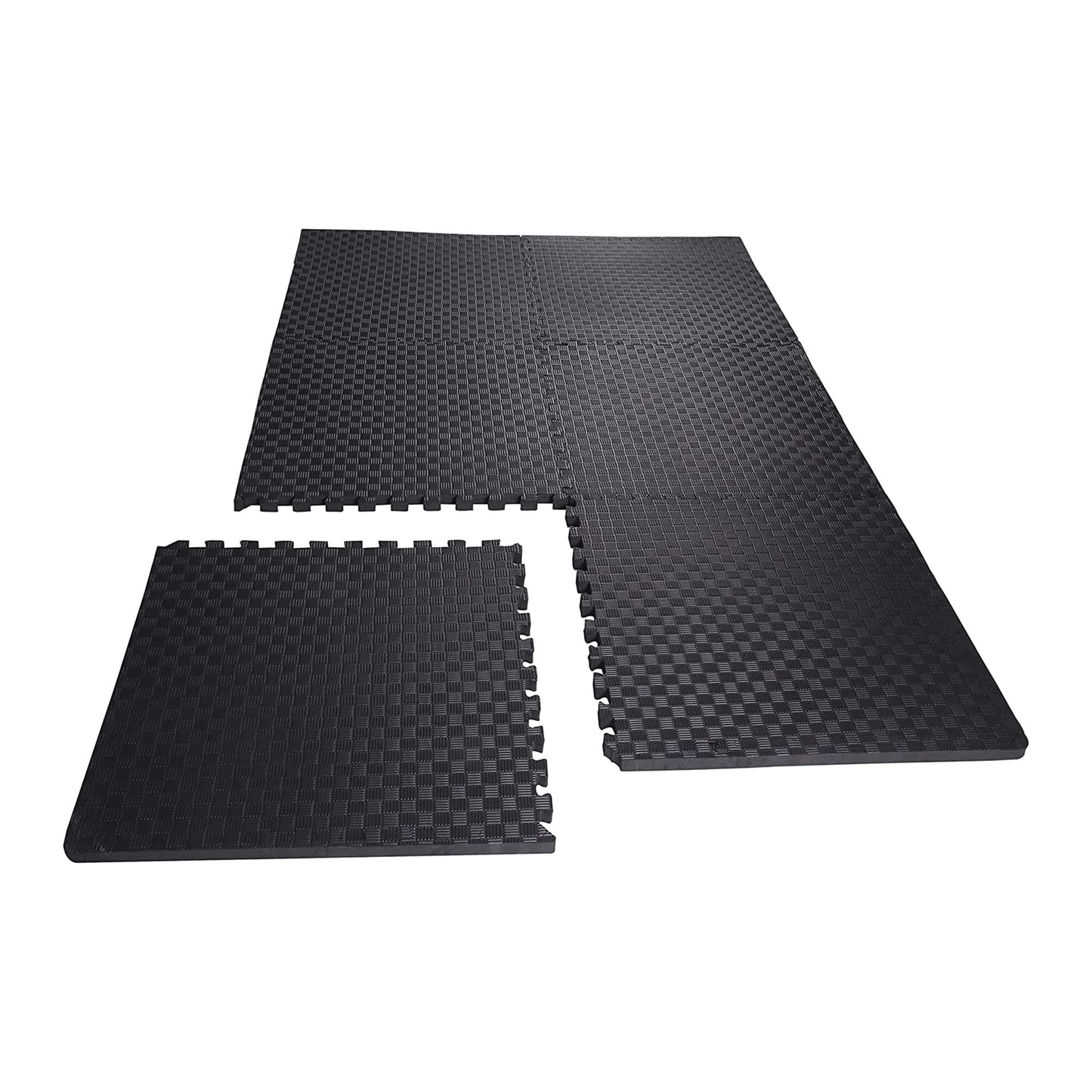 BalanceFrom Puzzle Exercise Mat 1/2" Thick, EVA Interlocking Foam Floor Tiles for Home Gym, Mat for Home Workout Equipment, Floor Padding for Kids, Black, 24 in x 24 in x 1/2 in, 48 Sq Ft - 12 Tiles