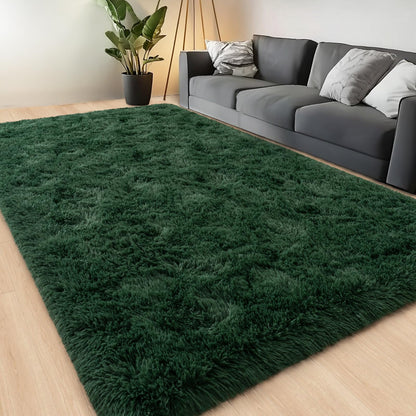Lairep Large Area Rugs for Living Room Bedroom, 8x10 Feet Dark Green Fluffy Shag Rugs, Ultra Soft Shaggy Plush Fuzzy Modern Indoor Throw Floor Carpet for Girls Boys Dorm Nursery Home Decor Aesthetic