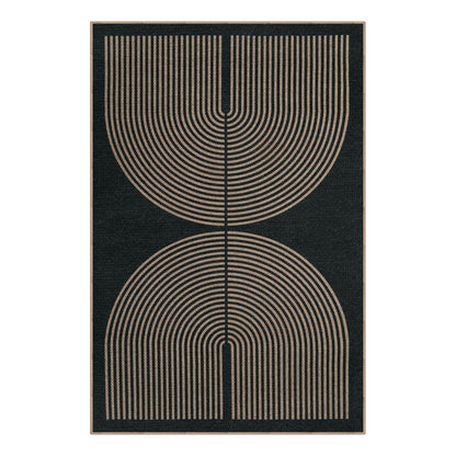 Lahome Modern Rainbow Easy Jute 4x6 Rug, Outdoor Patio Rug for Living Room Washable Black Carpet for Bedroom, Contemporary Non Slip Non Shedding Floor Carpet for Office Backyard
