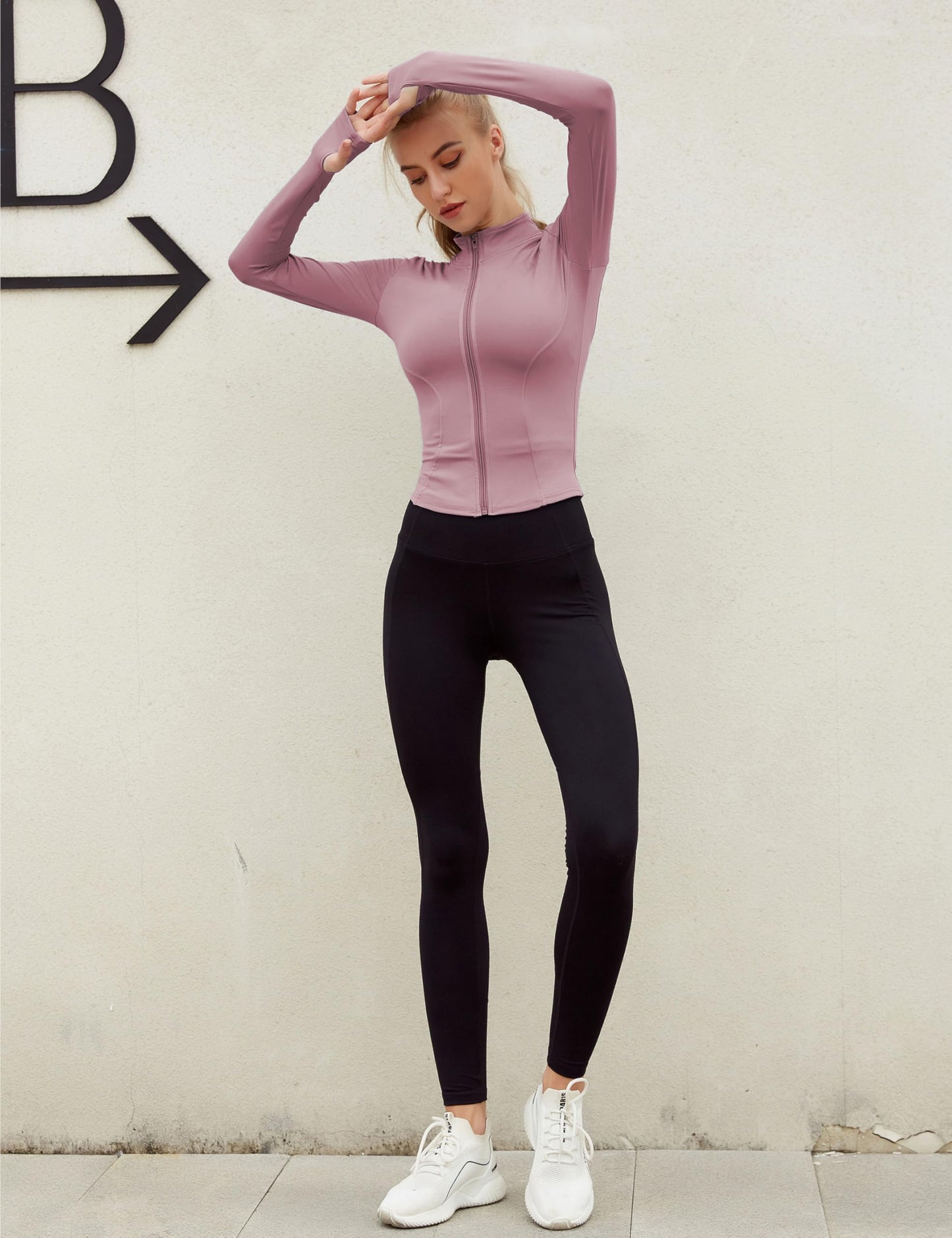 Lviefent Womens Lightweight Full Zip Running Track Jacket Workout Slim Fit Yoga Sportwear with Thumb Holes (Brick Red, Medium)