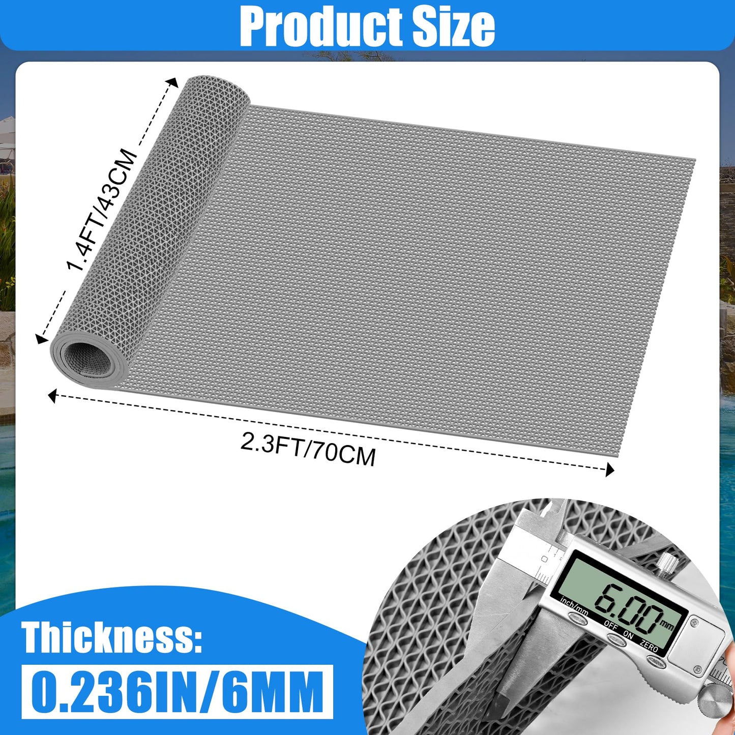 Drainage Mat Roll, Non Slip PVC Pool Floor Mat for Wet Area Outdoor Indoor