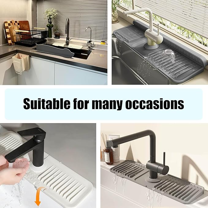 STARGAZ Silicone Faucet Mat for Kitchen Sink, Faucet Draining Mat, Sink Back