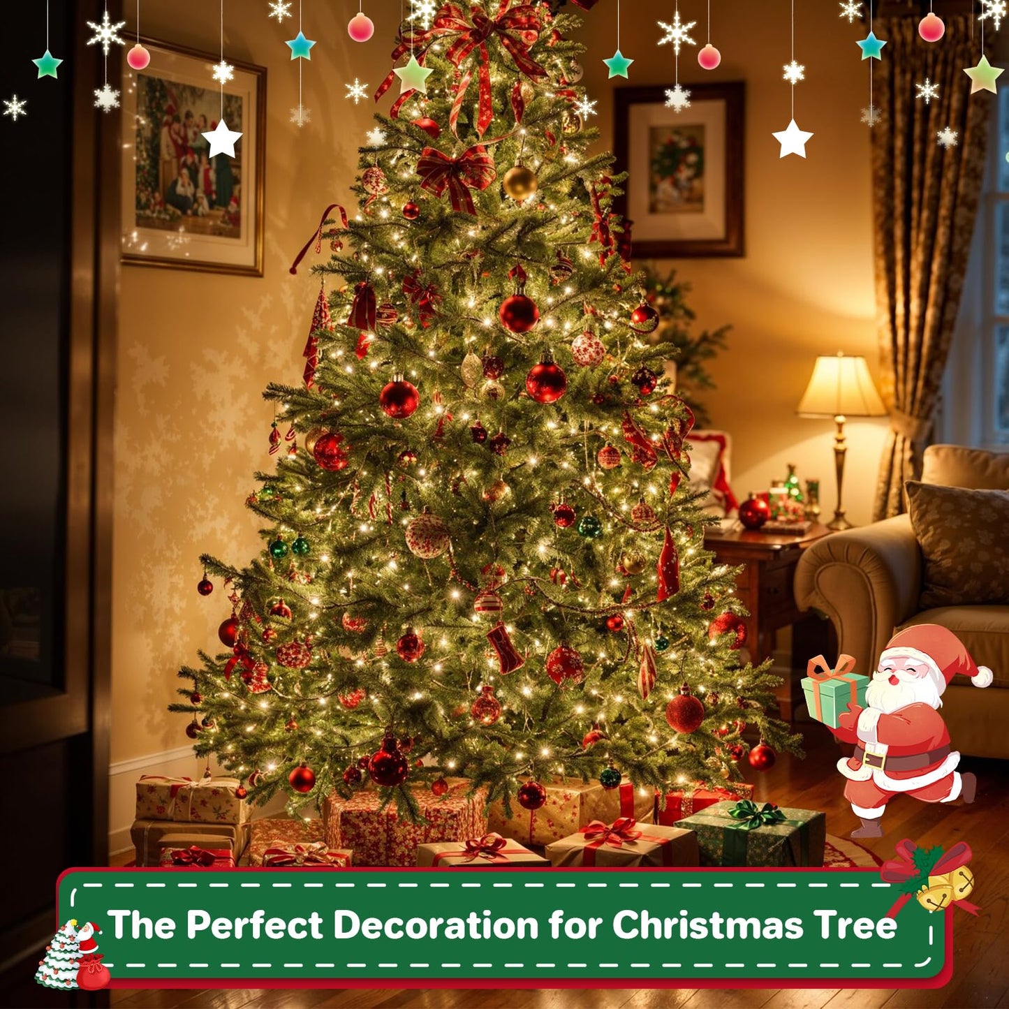 Christmas Cluster Lights Plug-in -52FT 800 LED Firecrackers String Lights,8 Modes Timer Waterproof Twinkle Fairy Lights for Christmas Tree Garland Party(Warm White)