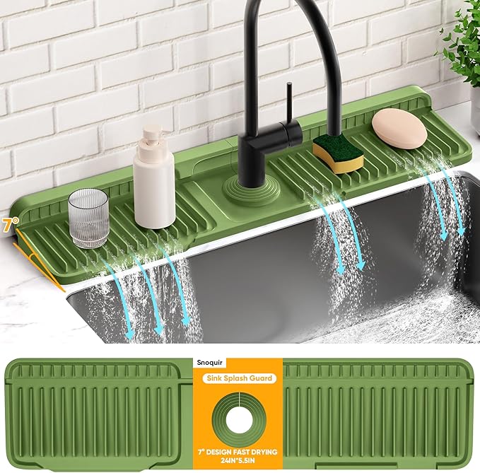 24'' Longer Faucet Mat for Kitchen Sink Splash Guard Kitchen Sink Faucet Mat