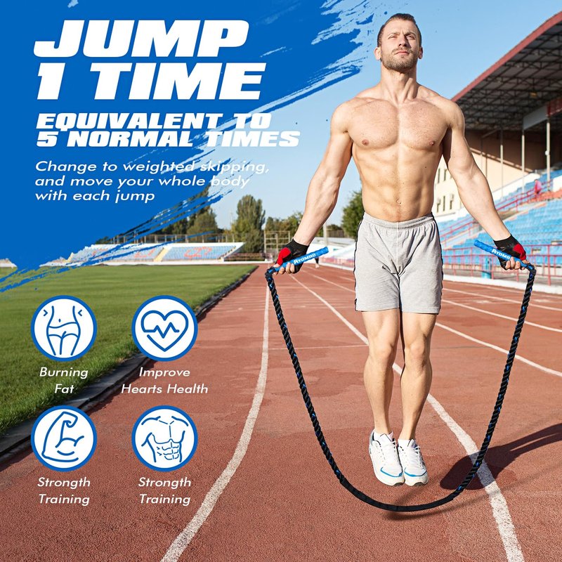Ayombo Jump Rope, Home Gym Weighted Jump Rope, 1.5lb Heavy Jumprope for Men Women, Workout Equipment Accessories for Exercise,Improve Speed and Training Muscle, Full Body Exercise at Home