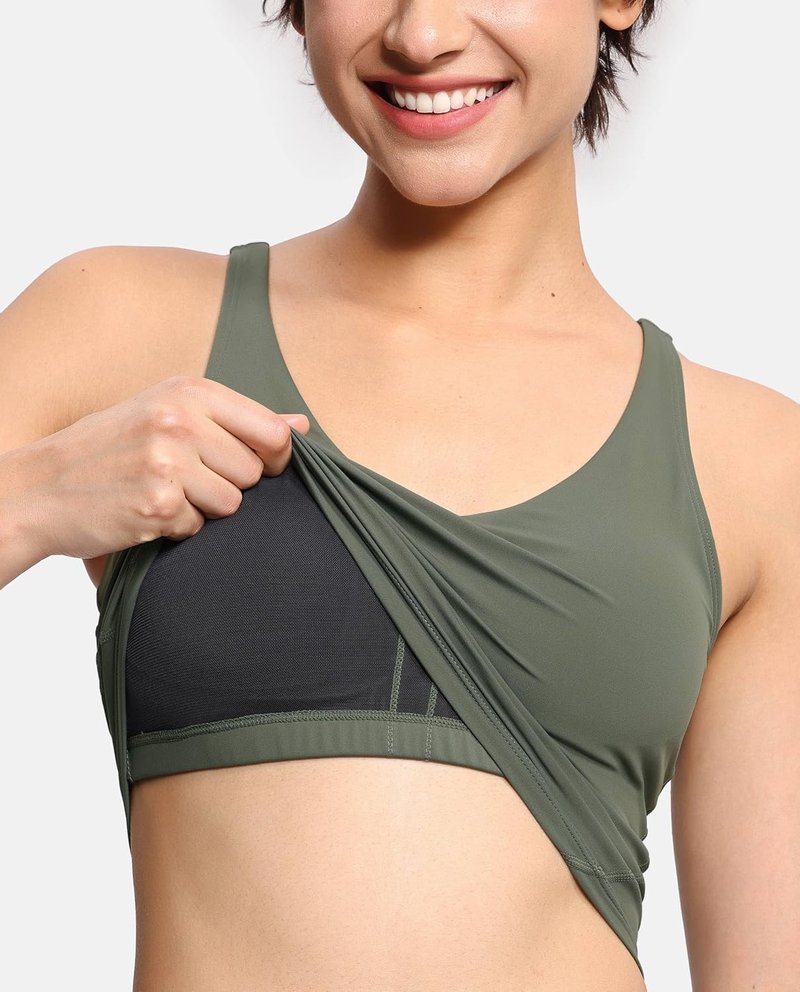 Womens' Longline Wirefree Padded Sports Bra - Medium Support for Active Lifestyle