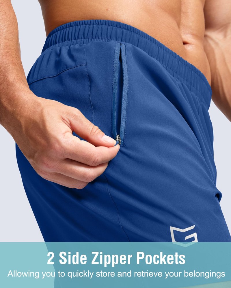 G Gradual Men's Athletic Running Shorts with Zipper Pockets Quick Dry 7"/ 5"/ 9" Workout Gym Shorts for Basketball Hiking(Royal Blue,5XL)